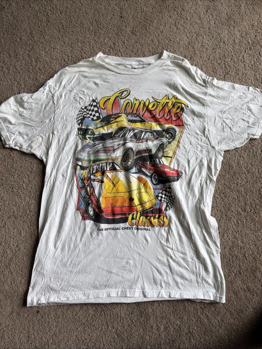Chevy Corvette T-Shirt Graphic Tee Classic Car 100% Cotton by Chemistry Mens XL